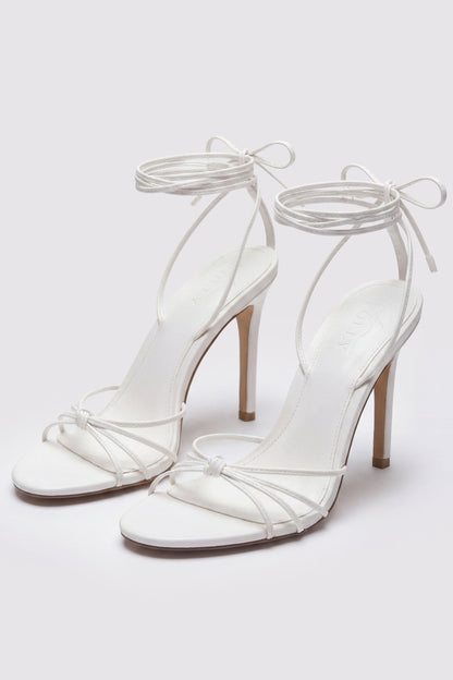 Lace-Up Heeled Sandal in White