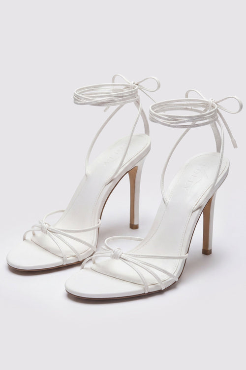 Lace-Up Heeled Sandal in White