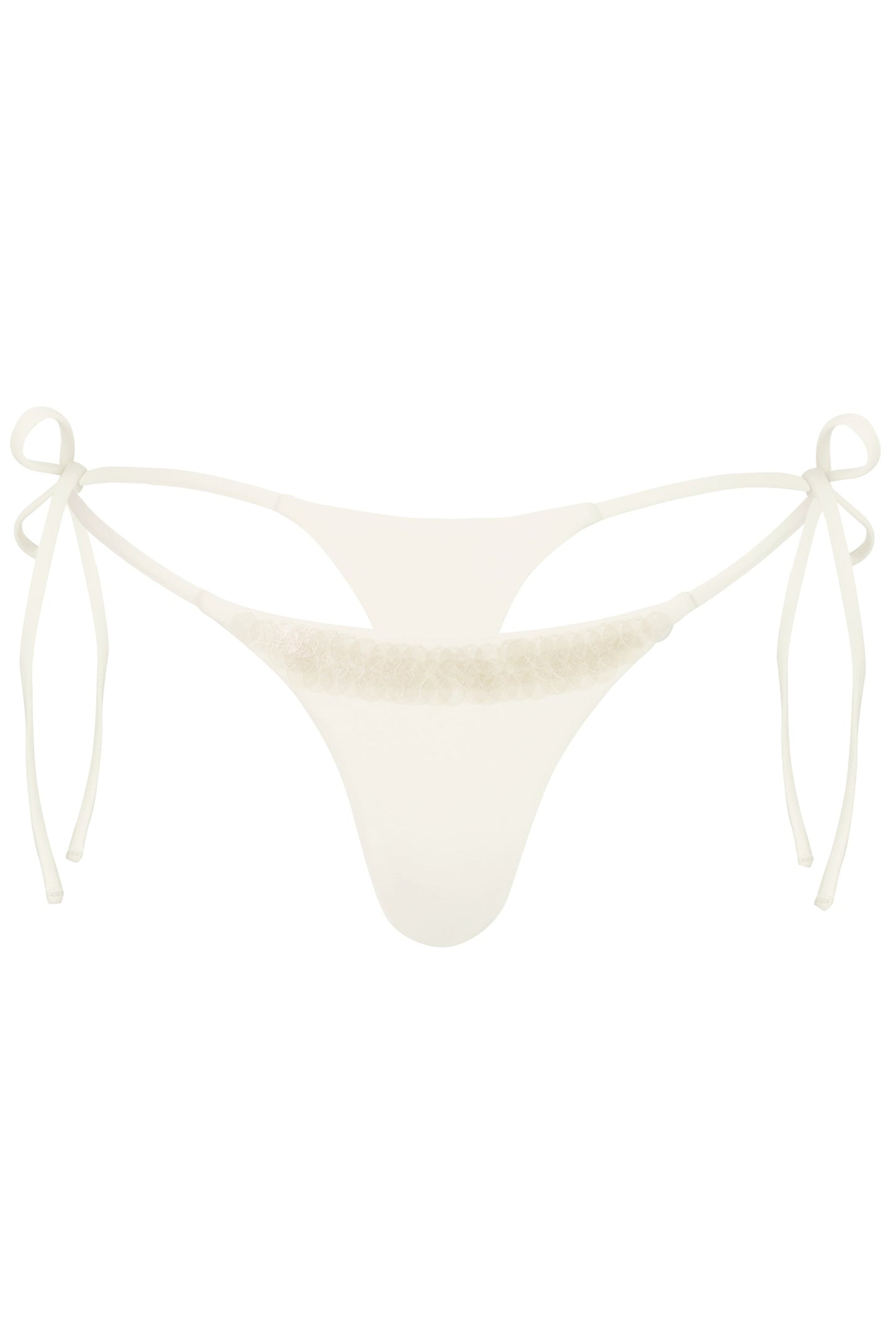 Side-Tie Thong Bikini Bottoms  in Pearl