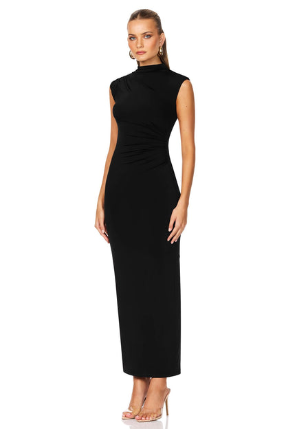 Nookie Olivia High Neck Midi Dress - Black