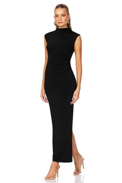 Nookie Olivia High Neck Midi Dress - Black