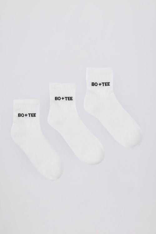 Ribbed Crew Sock Bundle in White