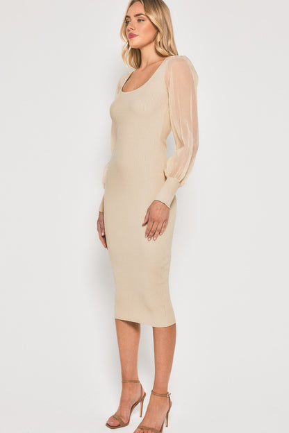 Amelia Knit Midi Dress - Cream