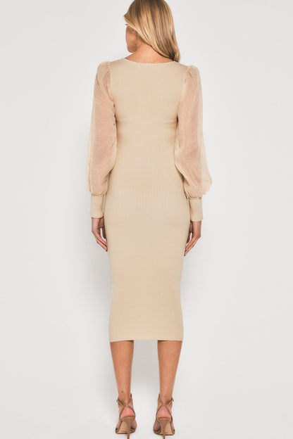 Amelia Knit Midi Dress - Cream