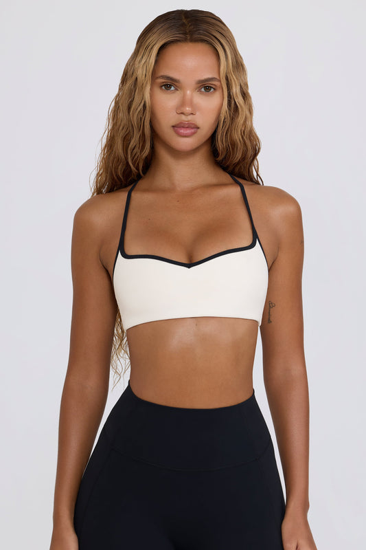 Soft Active Sweetheart-Neck Sports Bra in White