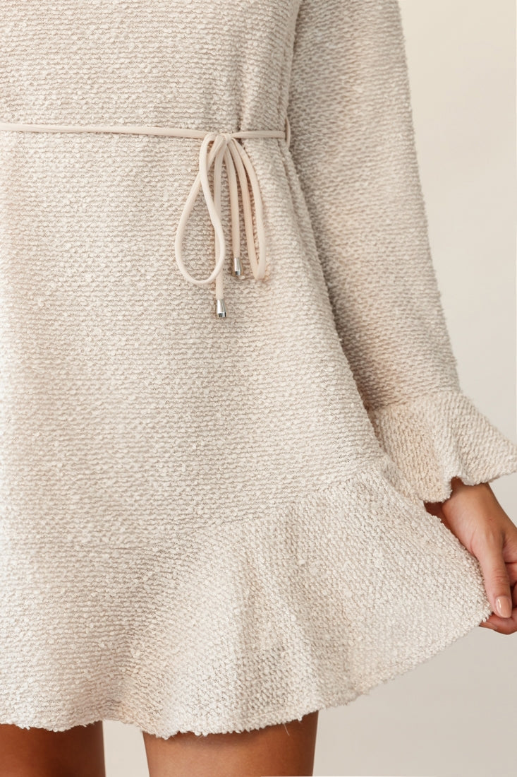 Montville Long Sleeve Knit Dress Beige