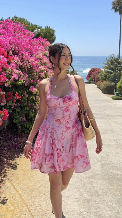 Mabel Mini Dress - Pink Floral