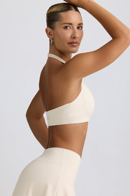 Brushed Jersey V-Neck Sports Bra in Vanilla