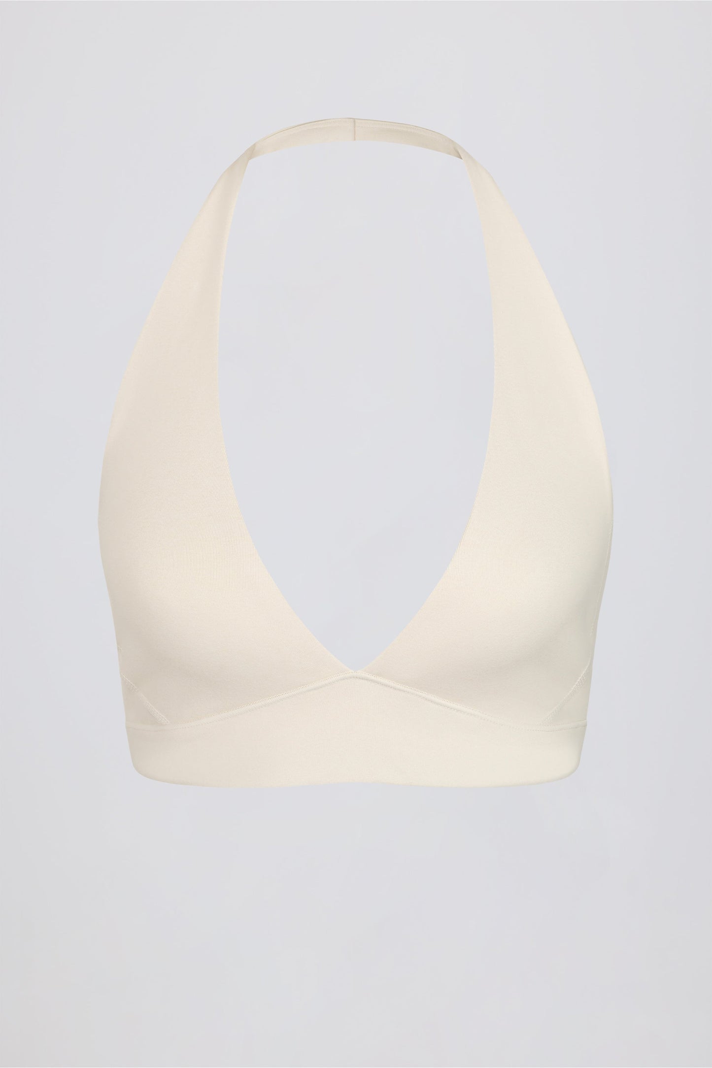 Brushed Jersey V-Neck Sports Bra in Vanilla