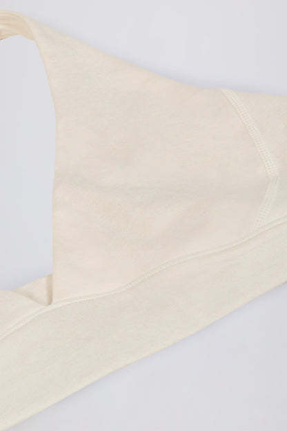 Brushed Jersey V-Neck Sports Bra in Vanilla
